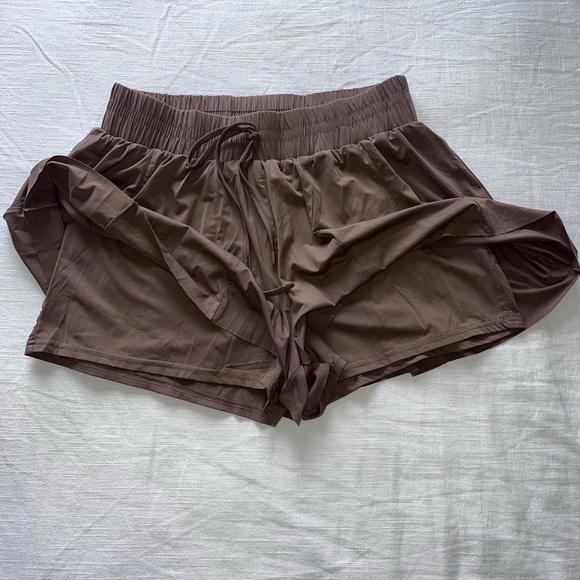 Altar'd State AS Revival Rhythm Flowy 2-in-1 Running Shorts in Brown - Picture 3 of 5